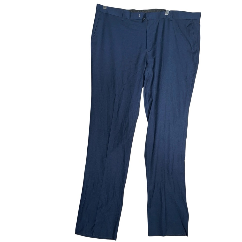 Soul of London 43R Blue Dress Pants Mens Stretch Flat Front Trousers Slim Fit